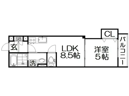 スリール明和II(1LDK/2階)の間取り写真
