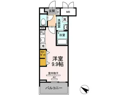 CILIEGIO桜坂(ワンルーム/2階)の間取り写真