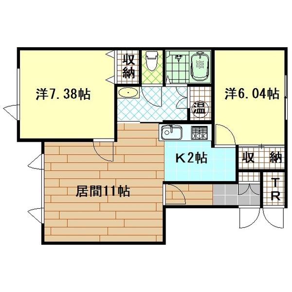 タウンズ秋月A(2LDK/1階)の間取り写真