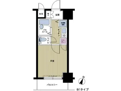 フェニックス笹塚壱番館(1K/4階)の間取り写真