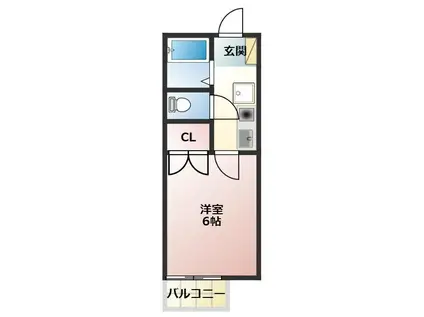 ウィングコート羽根井(1K/2階)の間取り写真