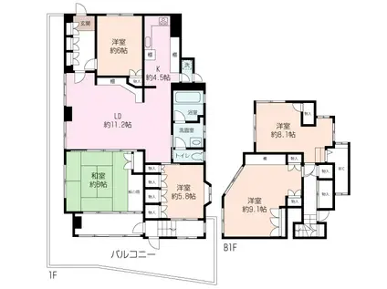 ヴィラ・バッサ(5LDK/地下階)の間取り写真