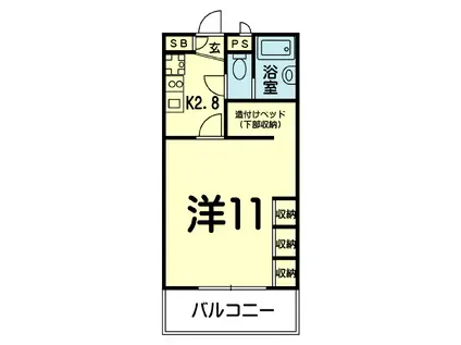 クオーレ花立(1K/1階)の間取り写真