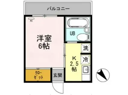 グリーンハイム(1K/2階)の間取り写真