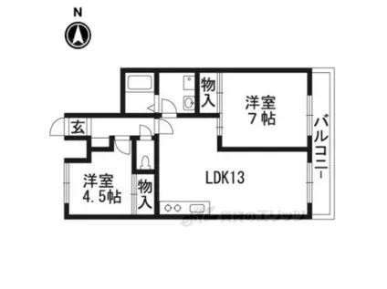 モアライフ酒井松(2LDK/3階)の間取り写真