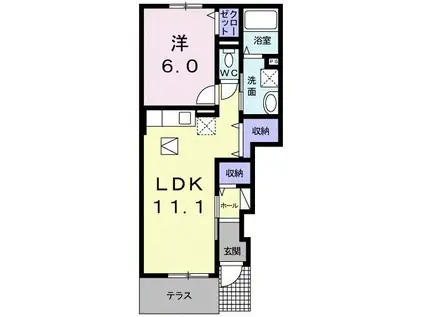 ボヌールエスパスIV番館(1LDK/1階)の間取り写真