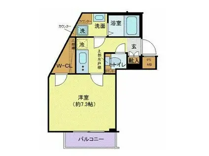 ディアレイシャス池尻大橋(1K/2階)の間取り写真