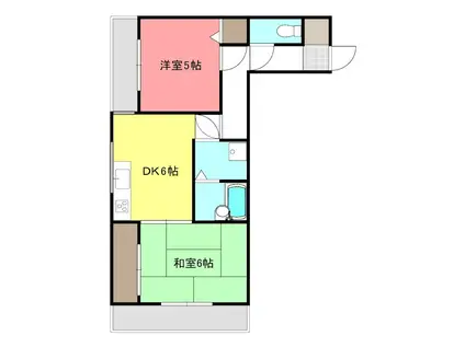 高雅ビル(2DK/6階)の間取り写真