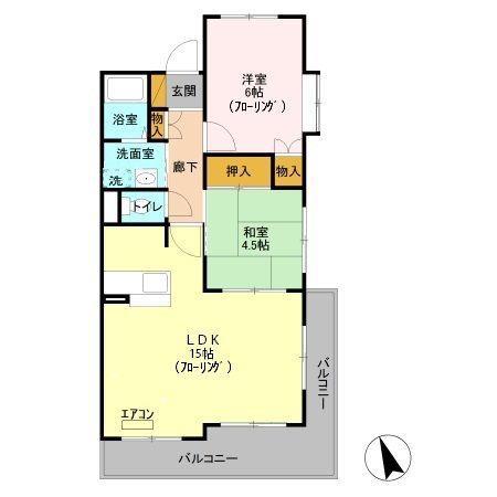 リヴィエールI(2LDK/1階)の間取り写真