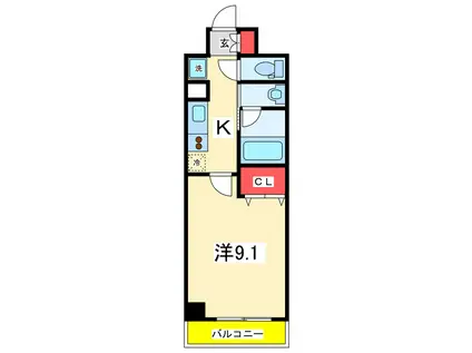 グレイスハイツ東中通(1K/7階)の間取り写真