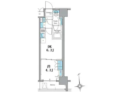 LEFOND PROGRES上野稲荷町(1DK/3階)の間取り写真