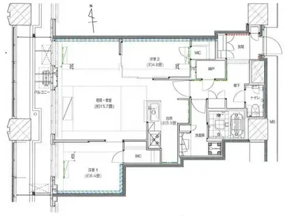 富久クロスコンフォートタワー(2LDK/38階)の間取り写真