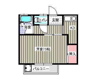 エメローズ高橋(1K/2階)の間取り写真