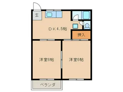 フォーブル中町(2DK/2階)の間取り写真