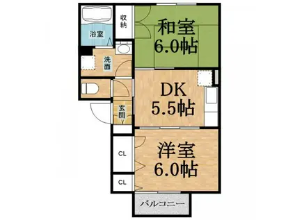 エクセルメゾン(2DK/2階)の間取り写真