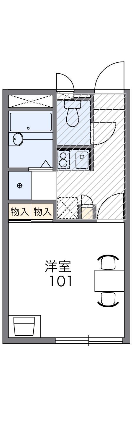 レオパレスきたじま3番館(1K/1階)の間取り写真
