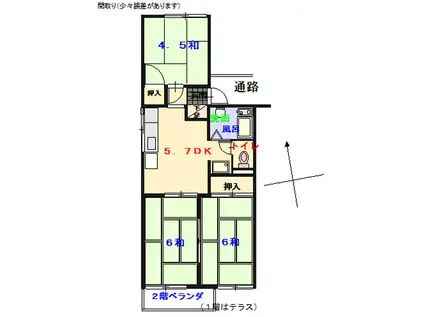 松尾アパート(3DK/2階)の間取り写真