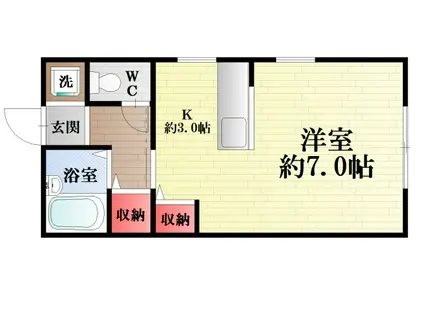 クローバーリーフ(1K/1階)の間取り写真