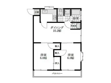 みどりはいつ(2LDK/2階)の間取り写真