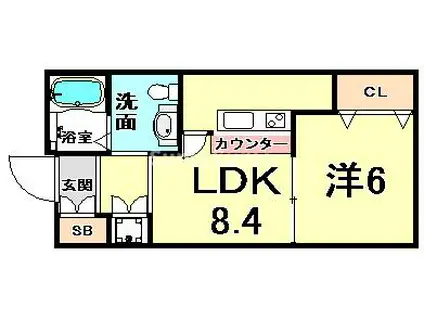 カトルセゾン(1LDK/7階)の間取り写真