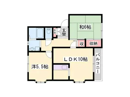 銀の馬車道壱番館 E棟(2LDK/2階)の間取り写真