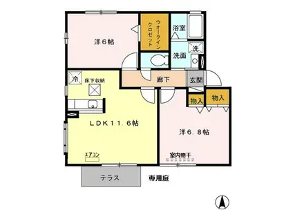 エクレーレA(2LDK/1階)の間取り写真