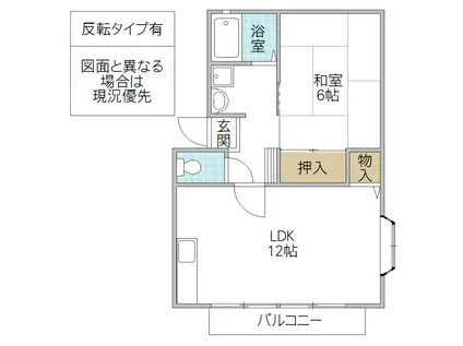 ルミネハイツ B棟(1LDK/2階)の間取り写真