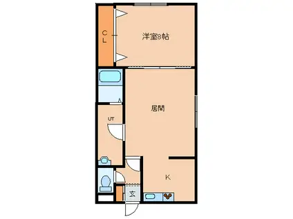 カサデクエルノII(1LDK/2階)の間取り写真