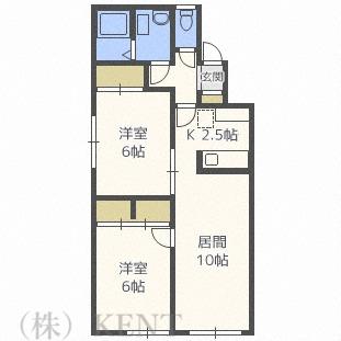 MS八軒(2LDK/1階)の間取り写真