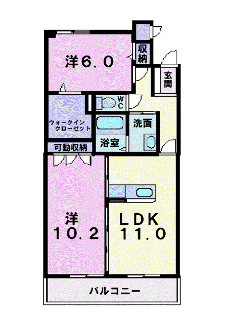 セントラルタウン(2LDK/2階)の間取り写真