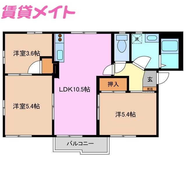 フレグランス東谷(3LDK/1階)の間取り写真