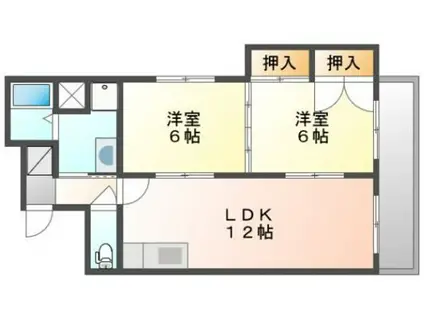 第二大興ビル(2LDK/3階)の間取り写真
