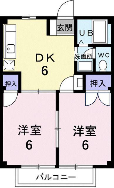 木下パークハイツ(2DK/2階)の間取り写真