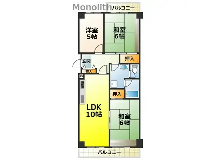 光明池駅前1号棟(3LDK/3階)の間取り写真