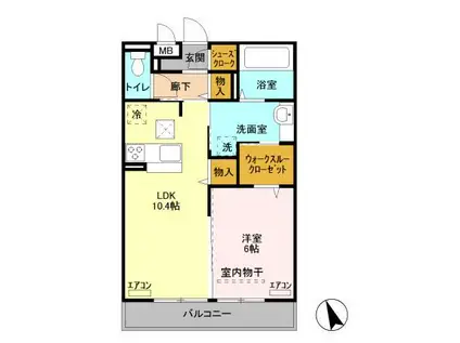 つくばエーツー(1LDK/2階)の間取り写真