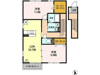LARC(2LDK/2階)の間取り写真
