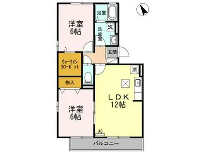 グレイス スクエア新涯 5 B棟(2LDK/1階)の間取り写真