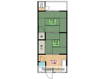 和歌山県岩出市 2階建 築51年(2K/2階)の間取り写真