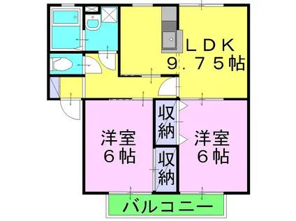 リバーサイド早島(2LDK/2階)の間取り写真