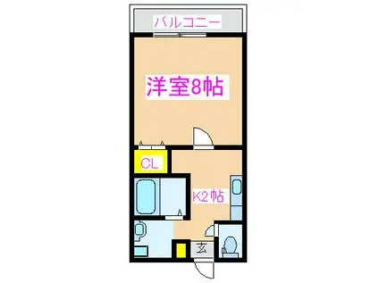 フェヴァリーF(1K/2階)の間取り写真