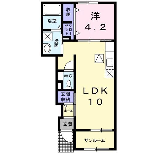 フォルシュIIB(1LDK/1階)の間取り写真