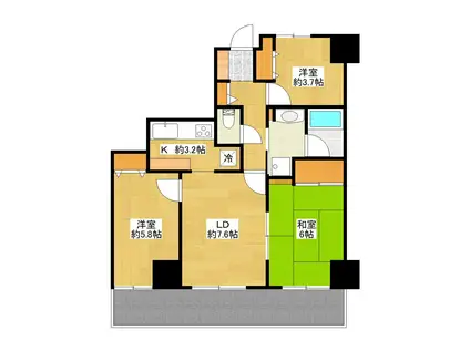ハイホーム東青梅(3LDK/11階)の間取り写真