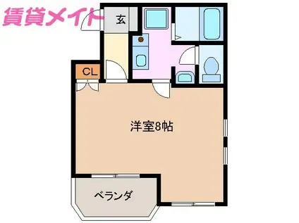 リバーフロント(1K/2階)の間取り写真