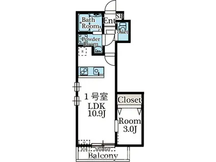 EMINENCE COURT(1LDK/1階)の間取り写真