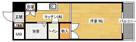 ルミネ東白島(1K/4階)の間取り写真