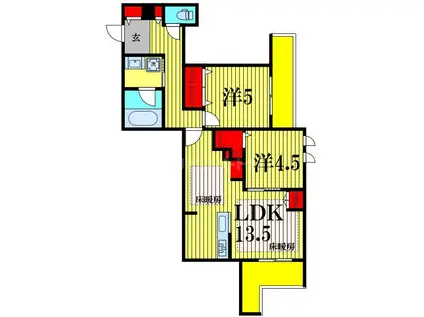 プレミアメゾン(2LDK/3階)の間取り写真