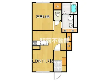 チェ―ロ セレーノ(1LDK/1階)の間取り写真