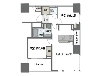 ザ・パークハウス大阪梅田タワー(2LDK/22階)の間取り写真