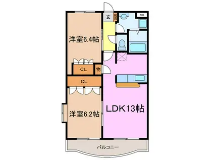 WITH D(2LDK/1階)の間取り写真
