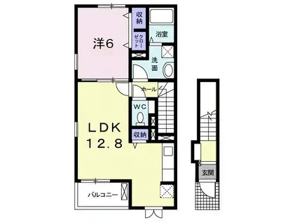 ウェルデンス友部 I(1LDK/2階)の間取り写真